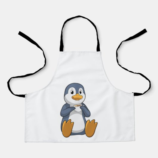 Penguin met Coffee Cup Schort (Voorkant)