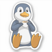 Penguin met Coffee Cup Sticker (Voorkant)