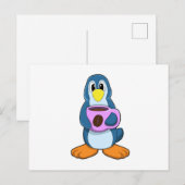 Penguin met Cup Briefkaart (Voorkant / Achterkant)