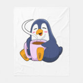 Penguin met Cup Fleece Deken (Voorkant)