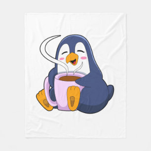 Penguin met Cup Fleece Deken