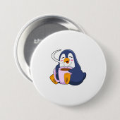 Penguin met Cup Ronde Button 7,6 Cm (Voorkant /achterkant)