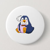 Penguin met Cup Ronde Button 7,6 Cm (Voorkant)