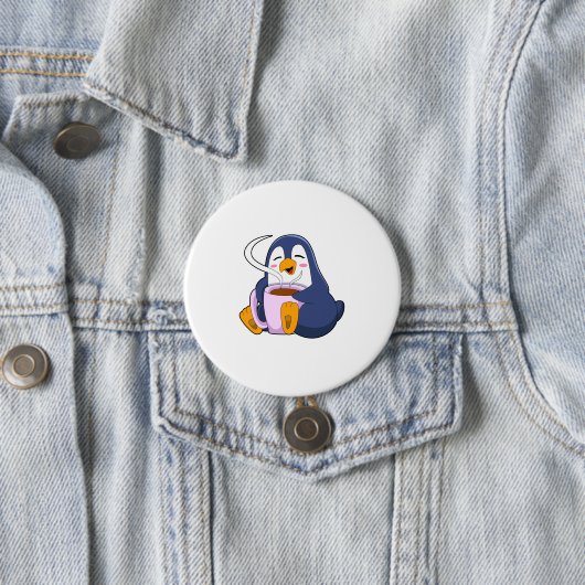 Penguin met Cup Ronde Button 7,6 Cm (In situ)