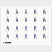 Penguin met Cup Ronde Sticker (Vel)