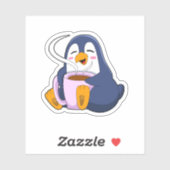 Penguin met Cup Sticker (Vel)