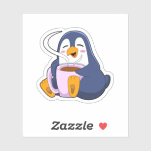 Penguin met Cup Sticker