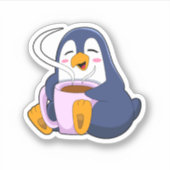 Penguin met Cup Sticker (Voorkant)