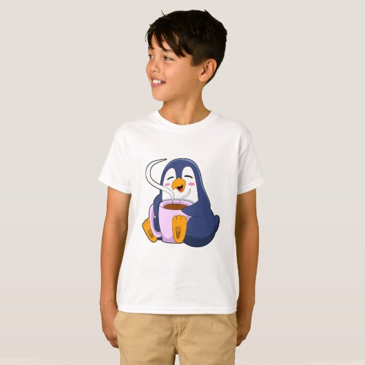 Penguin met Cup T-shirt (Voorkant volledig)
