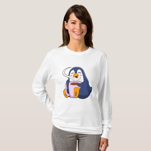 Penguin met Cup T-shirt (Voorkant volledig)