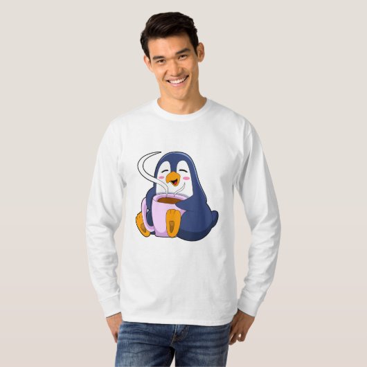 Penguin met Cup T-shirt (Voorkant volledig)