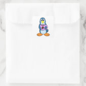 Penguin met Cup Vierkante Sticker (Tas)