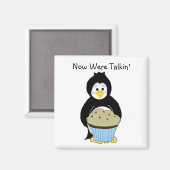 Penguin met Cupcake Magneet (Voorkant / Achterkant)