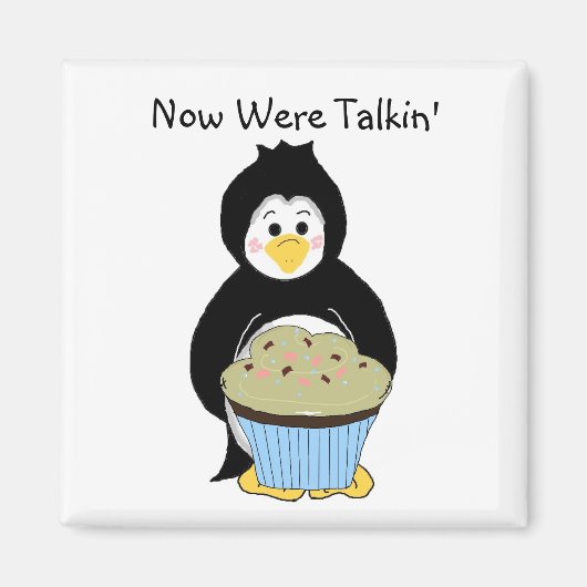 Penguin met Cupcake Magneet (Voorkant)