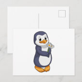 Penguin met Daisy Briefkaart (Voorkant / Achterkant)