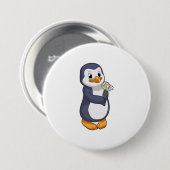 Penguin met Daisy Ronde Button 7,6 Cm (Voorkant /achterkant)