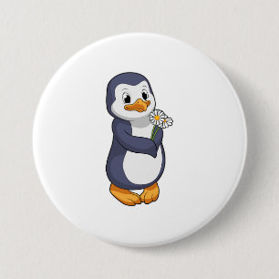 Penguin met Daisy Ronde Button 7,6 Cm