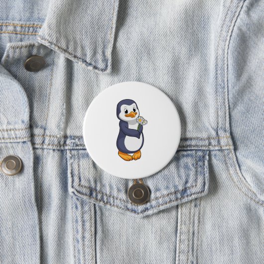 Penguin met Daisy Ronde Button 7,6 Cm (In situ)