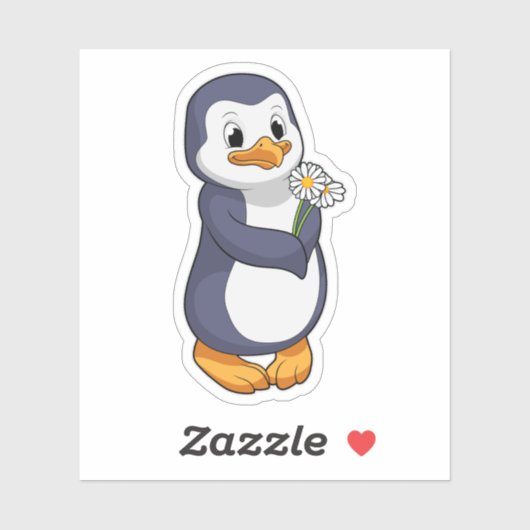 Penguin met Daisy Sticker (Vel)