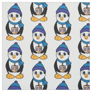 Penguin met Dreidel op Hanukkah Stof