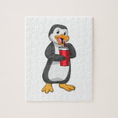 Penguin met Drink bekertje met stro Legpuzzel (Verticaal)
