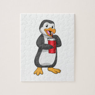 Penguin met Drink bekertje met stro Legpuzzel