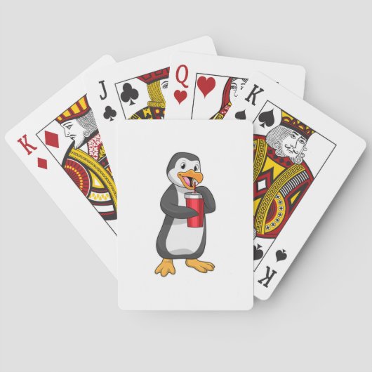 Penguin met Drink bekertje met stro Pokerkaarten (Achterkant)