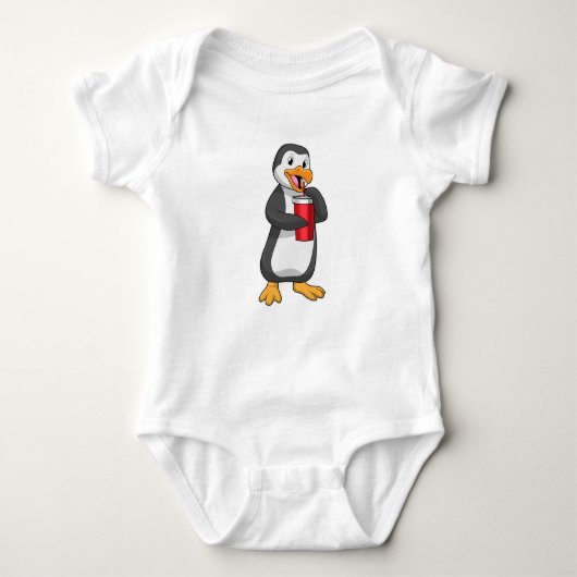 Penguin met Drink bekertje met stro Romper (Voorkant)