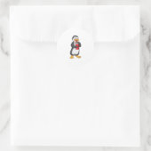 Penguin met Drink bekertje met stro Ronde Sticker (Tas)
