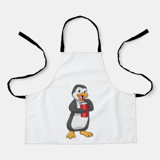 Penguin met Drink bekertje met stro Schort (Voorkant)