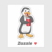 Penguin met Drink bekertje met stro Sticker (Vel)