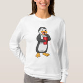 Penguin met Drink bekertje met stro T-shirt (Voorkant)