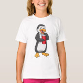 Penguin met Drink bekertje met stro T-shirt (Voorkant)