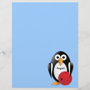 Penguin met een bowlingkom flyer