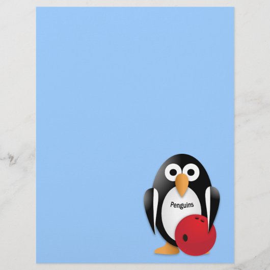 Penguin met een bowlingkom flyer (Voorkant)