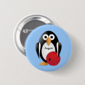 Penguin met een bowlingkom ronde button 5,7 cm (Voorkant /achterkant)