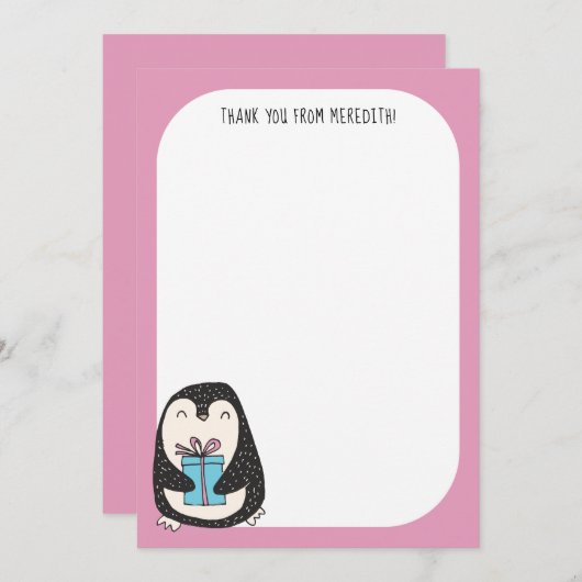 Penguin met een Cadeau flatpanel - Hartelijk dank Kaart (Voorkant / Achterkant)