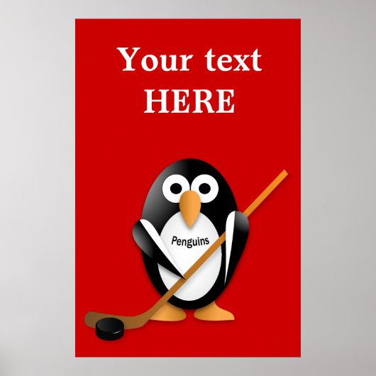 Penguin met een hockeystick poster (Voorkant)