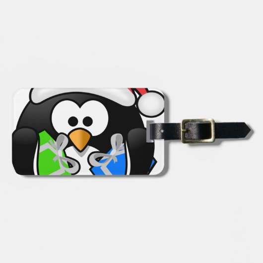 Penguin met Gifts Bagagelabel (Voorkant horizontaal)