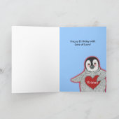 Penguin met Heart Happy Birthday Kaart (Binnen)