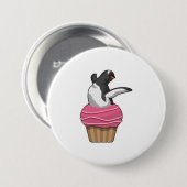 Penguin met Muffin Ronde Button 7,6 Cm (Voorkant /achterkant)