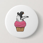 Penguin met Muffin Ronde Button 7,6 Cm (Voorkant)