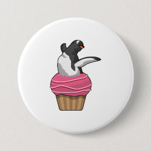 Penguin met Muffin Ronde Button 7,6 Cm