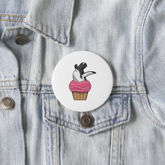 Penguin met Muffin Ronde Button 7,6 Cm (In situ)