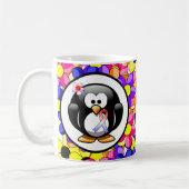 Penguin met rode, witte en blauwe lint koffiemok (Links)