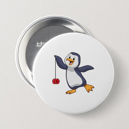 Penguin met Yo-Yo Ronde Button 7,6 Cm (Voorkant /achterkant)