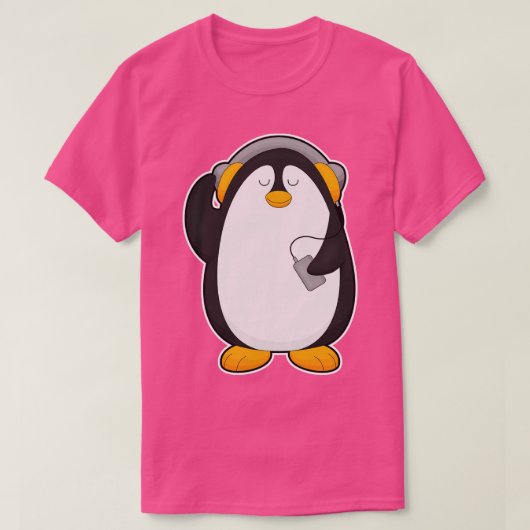 Penguin Mobiele telefoon met Headset T-shirt (Design voorkant)