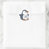 Penguin monogram Kind Ronde Sticker (Tas)