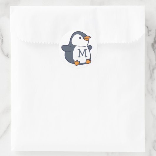 Penguin monogram Kind Ronde Sticker (Tas)
