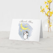 Penguin Moon Baby shower Waterverf Hartelijk dank Kaart (Gele Bloem)